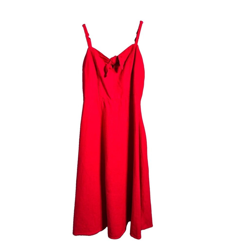 Cherry‎ Red Linen Tie-Front Sundress